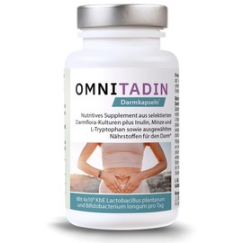 Omnitadine intestinal capsules with 4-phase formulation and selected bacterial cultures.
