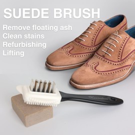 Suede Shoe Cleaner Kit with Eraser. Made 4-Way Suede & Nubuck Brush for Suede Leather Products with Brass & Nylon Bristles. Shoe Cleaning Bristle Brushes Kit for Nap Care & Boot Care.