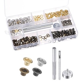 Kozelo 200 Sets Grommet Eyelets - [ 4mm x 7mm ] Metal with Setter Tools for Shoes Clothes Use | Multi-Color