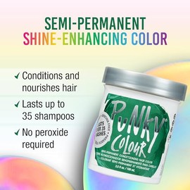 Punky Alpine Green Semi Permanent Conditioning Hair Color, Vegan, PPD and Paraben Free, lasts up to 25 washes, 3.5oz