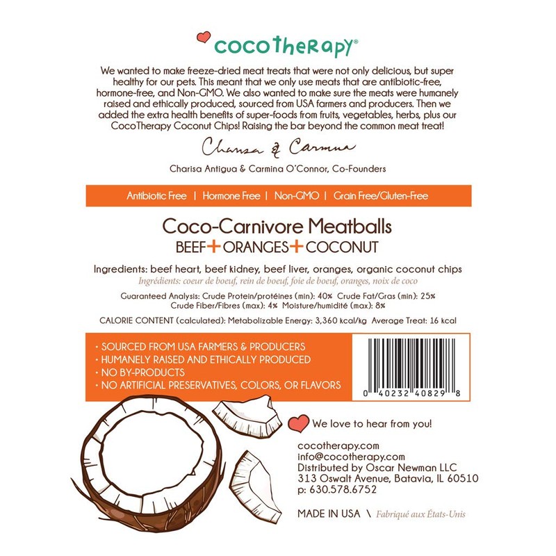 Coco-Carnivore Meatballs – Beef/Orange/Coconut, 2.5 oz