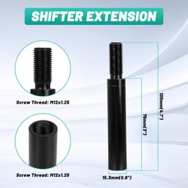 Tongze 3 Inch Shifter Extension, M12x1.25 Gear Shift Knob Extender Lever Compatible for Subaru WRX Ford Toyota Scion, Universal Fits for 5 & 6 Speed Manual Car Truck(Black)