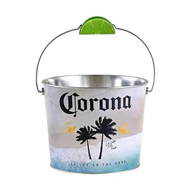 The Tin Box Company Corona - cubeta de bebidas con mango de alambre y agarre de lima, escena de playa (423317-12)