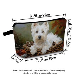 MoCaliduccious Cute West Highland Terrier Print Women Makeup Bag Travel Dog Gifts for Dog Lovers Cosmetic Bag Organizer Small Zipper Toiletry Bag
