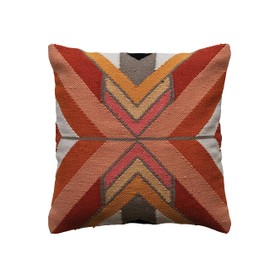 Creative Co-Op 20 Inches Square Woven Cotton Chevron Pattern, Multicolored Pillow, Multi