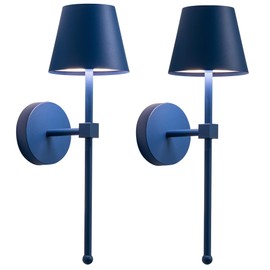 KDG Cordless Wall Sconces Set of 2, Wireless 5200mAh Rechargeable Battery LED Wall Lamps, Wall Lightings for Wall Painting, Outdoor, Garden, Living Room, Bedside, Hallway, Gifts, Night Light (Blue)