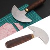 Leather Round Head Knife Walnut Wooden Handle Large Double Sided