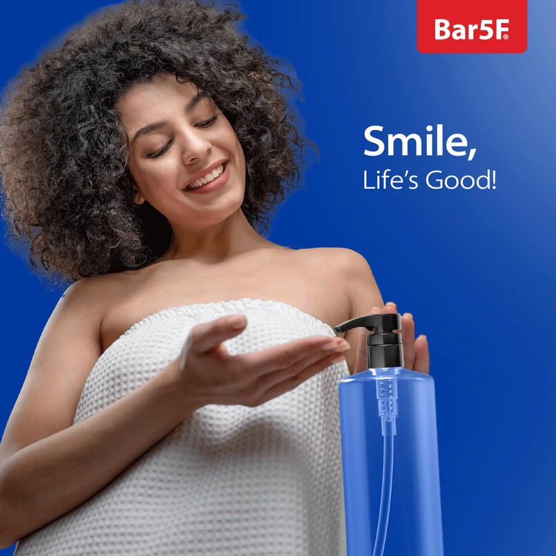 Bar5F Empty Shampoo Bottles with Pumps (32oz/1Liter/Large) BPA-Free PETE1 Plastic