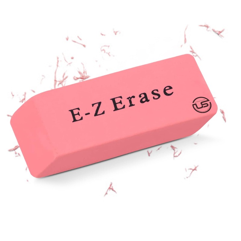 Pink Erasers, 12 Count Rectangular Eraser Bulk Pack, Latex Free