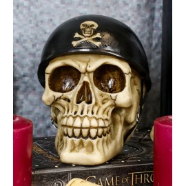Ebros Military Skull With Crossbones Helmet Gear Figurine 5"H Skeleton Cranium