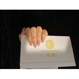 JINGHONG handmade nails,press on nails, dreamy crystal,short coffin, Includes 10 Nails, Prep Pad, 1 Manicure Stick, 1 Mini File，Jelly Gel Nail Glue(medium)
