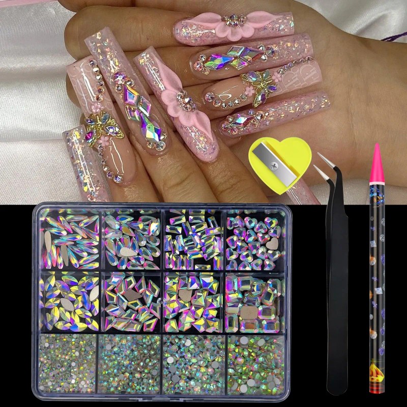 Kit Completo Decoración Uñas, Cristales Strass Artesanales