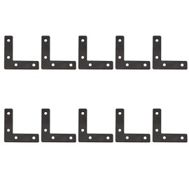 Leliafleury 10Pcs Flat L Corner Bracket Stainless Steel Mending Plates Flat Angle Connectors Joining Brace Brackets for Furniture Desk Table Shelf, 50mm x 50mm