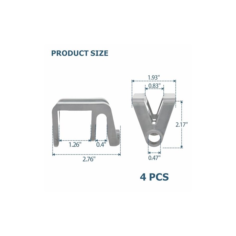 Pontoon Boat Fender Hanger Clips - Quick Installation, 4 Pack