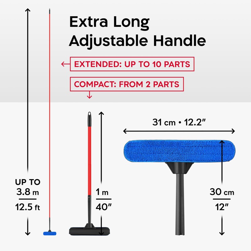 Tyroler Professional Window Squeegee for Home,1 ft-12.5 ft Long Squeegee