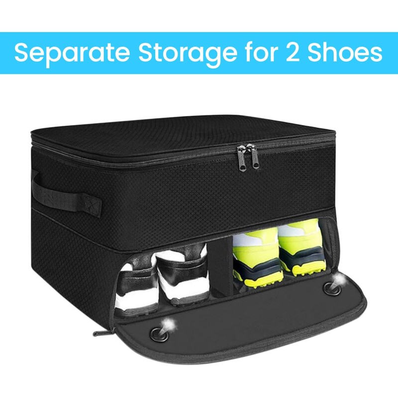 Golf Trunk Organizer, 2-Layer Waterproof Storage Locker with 2 Shoe