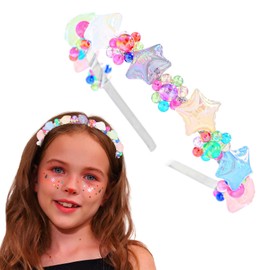 Foryys Candy Headband Beads Hairband Colorful Cute Birthday Daily Wear Hair Hoop (Star-B, M)