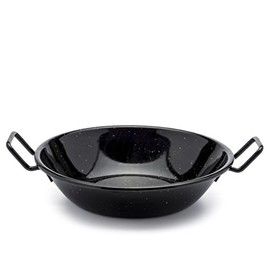 Zinel 4502 Pan Kadai/Wok with Handles, Enamel, Black/White Dots, 22cm