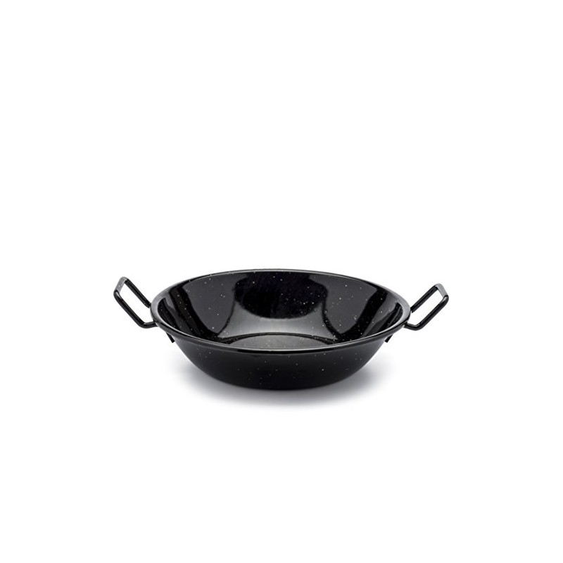Zinel 4502 Pan Kadai/Wok with Handles, Enamel, Black/White Dots, 22cm