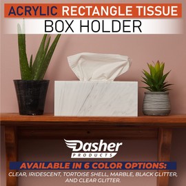 Acrylic Tissue Box Holder, Clear Tissue Box Dispenser for Facial Tissue, Napkins, Dryer Sheets. Perfect Cover for Bathroom, Desks, Countertops, Vanity, Bedroom, Night Stands (Rectangle, Marble)