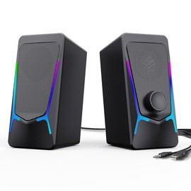 ROSON Computer Speakers, Gaming PC Speakers with Enhanced Bass and Volume Control, Stereo 2.0 USB Powered 3.5mm Aux Multimedia Speakers for Laptop/Desktop/Tablets/Phone