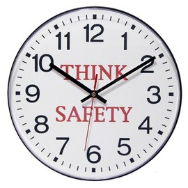 Infinity Instruments LTD. 12 inch Think Safety Shatter Resistant Round Non-Ticking Silent Battery Operated Easy to Read Clock for Office, Classroom, School Wall Clock- Black
