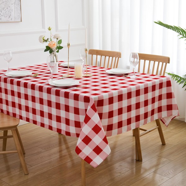 VEDACHIC Red Checkered Tablecloth 60 x 102 Inch Rectangle Table