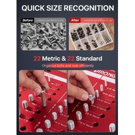 Thread Checker, 44 Nut and Bolt Thread Checker, Bolt Size and Thread Gauge 22 Standard & 22 Metric, Thread Pitch Gauge, Wall-Mountable Bolt Thread Identifier Gauge with Inch & CM Ruler