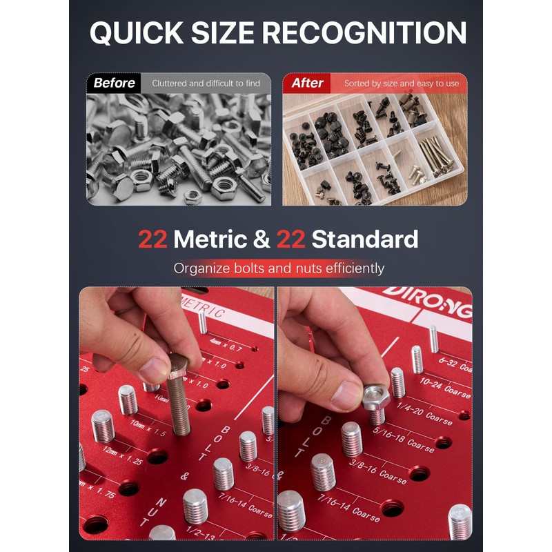 Thread Checker, 44 Nut and Bolt Thread Checker, Bolt Size