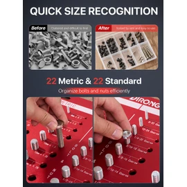 Thread Checker, 44 Nut and Bolt Thread Checker, Bolt Size and Thread Gauge 22 Standard & 22 Metric, Thread Pitch Gauge, Wall-Mountable Bolt Thread Identifier Gauge with Inch & CM Ruler