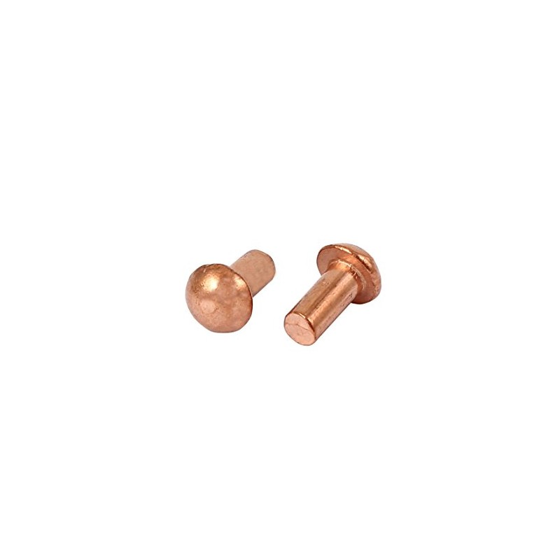 Sourcingmap 3mm x 6mm Round Head Copper Solid Rivets Fasteners