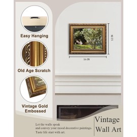 JOFANG Vintage Framed Wall Art,Lady in the Garden Canvas Wall Art for Living Room,Bedroom,Kitchen Wall Decor Canvas Prints,9x12inch