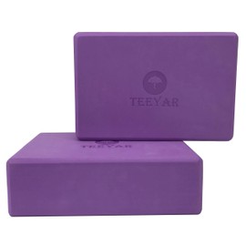 TEEYAR Truly High-Density Yoga Blocks - 2-Pack Durable Premium EVA 4 Inch(23x15x10cm, 300gx2) or 3 Inch(23x15x7.2cm, 230gx2) for Yoga/Pilates/Stretching(3 Inch Purple)