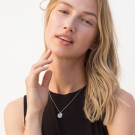 day.berlin Women's Necklace 18 Carat Gold-Plated 45 + 5 cm Variable Length, Fine Sturdy Curb Chain with Plate and Coin Pendant, 316L Stainless Steel, Nickel-Free and Waterproof, Stainless Steel