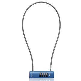 UP Security Cable Scooter Lock with Combination, Combo Padlocks for Outdoor Fence Gate, Luggage Antitheft, Wire U Lock for Refrigerator, Cabinet, Bike, Bicycle (23.6"(60cm) Cable, Blue)