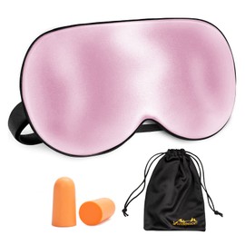 Viedouce Sleep Mask Silk Eye Mask 100% Skin-Friendly Silk Sleep Mask Women and Men, Comfortable Sleeping Mask Ideal for Sleeping at Home and Travel (1 Pack, Pink)