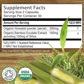Organic Silica from Organic Bamboo and Organic Horsetail - Whole Food Supplement - Certified Organic by Soil Association