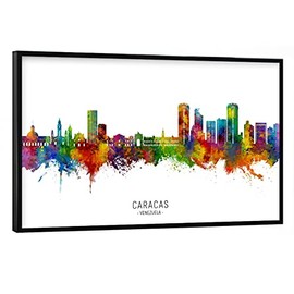 artboxONE Poster with Black Frame 45 x 30 cm Cities Caracas Venezuela Skyline txt Picture Caracas City