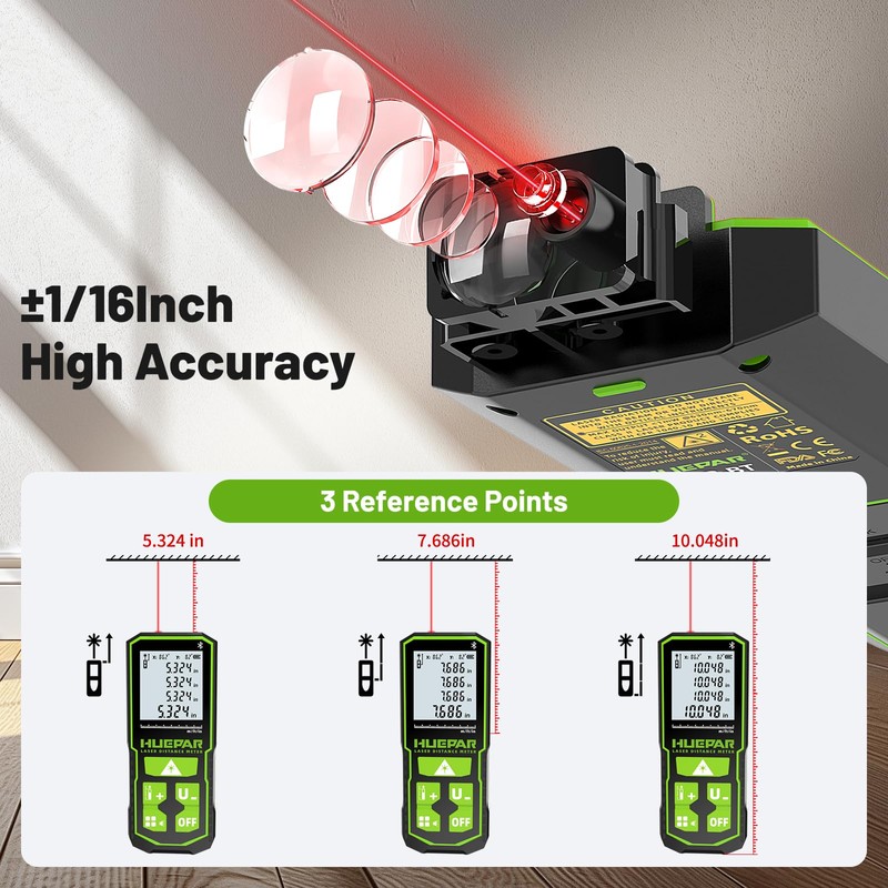 Huepar Laser Distance Measure 330Ft.Digital Rechargeable Laser Measuring Tool with