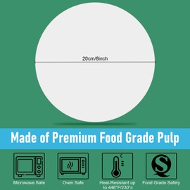 Baking Paper Round Non-Stick Baking Paper for Pans, Grill, Steam, Hamburger Patty Pater, 20 cm, 100 Pieces