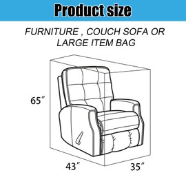 2 Pack Clear Recliner Armchair Covers,Waterproof Plastic Chair Covers Protectors,4 MIL Thick Heavy Duty Storage Moving Cover for Furniture Sofa Couch,Extra Large Dust-Proof Moving Bags.