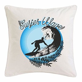 Reifen-Markt Kissenbezug 40x40cm Surfer Waves SURFEN Beach Surfbrett Longboard Wellenreiten Wellen ANFÄNGER Shop aus Mikrofaser in Weiß