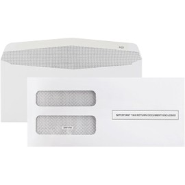 50 1099 NEC Envelopes, Designed for 3 UP 1099 NEC Tax Forms, 3 13/16’’ x 8 7/8’’, Gum Seal, Double-Window, Security Tinted Envelopes, 50 1099 Nec Envelopes