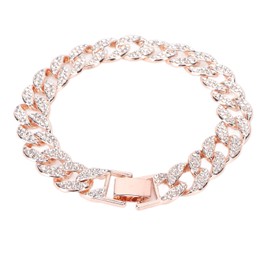 10 Inch Cuban Link Chain Fashion Long Lasting Color Retention Brick Hip Hop BraceletRose Gold