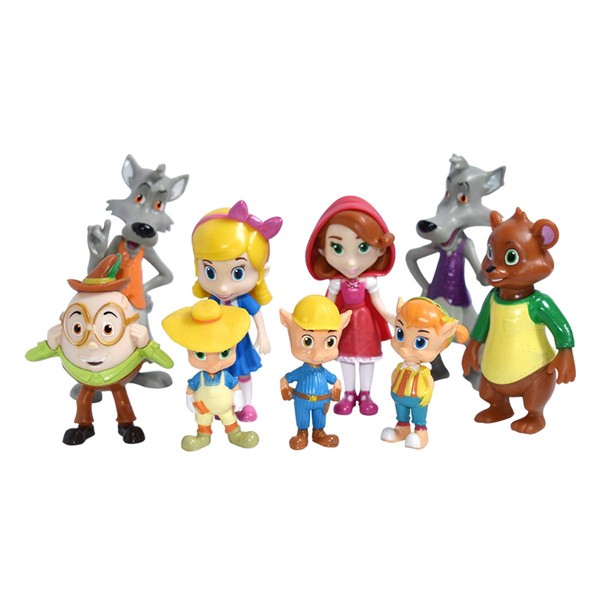 GUGELIVES Goldie and Bear Figures Toys 9 Pcs Set Action Goldilocks Little Red Riding Hood 5cm - 9cm