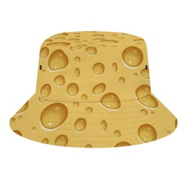 Cheese Funny Bucket Hat for Women Men, Outdoor Foldable UV Protection Fisherman Sun Hat Full Print Beach Travel Summer Cap