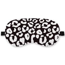 QLMX Preppy Leopard Silk Eye Mask for Sleeping, Leopard Mask, Black Leopard Print Blindfold Adjustable Strap Night Sleep Mask for Women Girls, Airplane Travel Nap,Pink Leopard Sleeping Mask Eye Cover