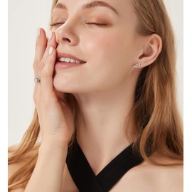 TIGRADE Stud Earrings Marquise Cubic Zirconia Rhinestone Crawler Style Wedding Earrings 925 Sterling Silver Post Hypoallergenic for Women, Brides, Bridesmaid, Silver