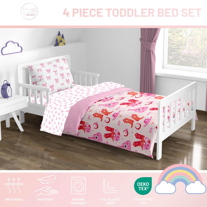 Cowgirl Boots & Bows Comforter Set for Toddler Bed Frame