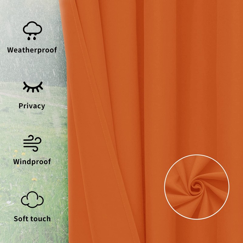 Easy-Going Outdoor Curtains Waterproof Windproof Weatherproof Curtain for Patio, Cabana,